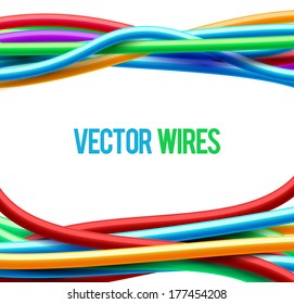 Abstract colorful wavy wires. Vector illustration.