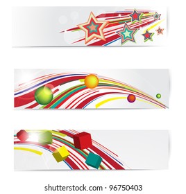 Abstract colorful web banner set. Vector illustration.
