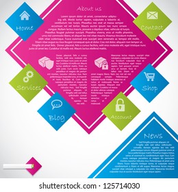 Abstract and colorful website template design with icons