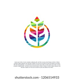 Abstract Colorful Wheat logo vector, Grain logo designs template