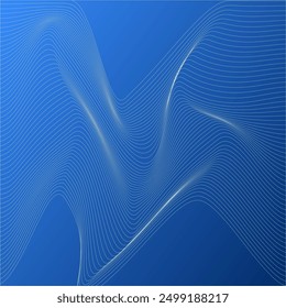 ABSTRACT COLORFUL WHITE  WAVY LINES PATTERN GRADIENT BLUE COLOR BACKGROUND. GOOD FOR POSTER, WALLPAPER, COVER, FRAME, FLYER, SOCIAL MEDIA, GREETING CARD