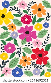 Abstract colorful wild flowers illustration
