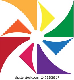 Abstract Colorful Windmill. Editable Vector. 