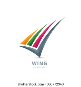 Abstract colorful wing illustration. Vector logo design template. Design concept for business solutions, technology, development and creativity.