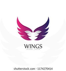 Abstract colorful wing isolated on white background. Flat style design illustration template.