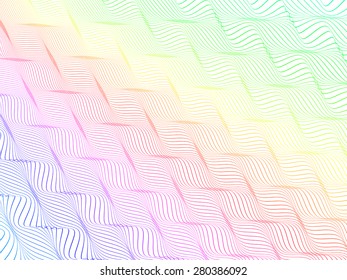 abstract colorful wireframe distortions, vector rhythmic composition 