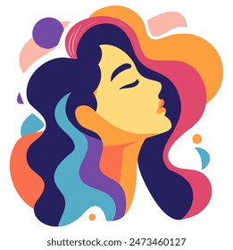 Mujer colorida Abstractas, ideal para temas modernos y artísticos - Ilustración vectorial plana