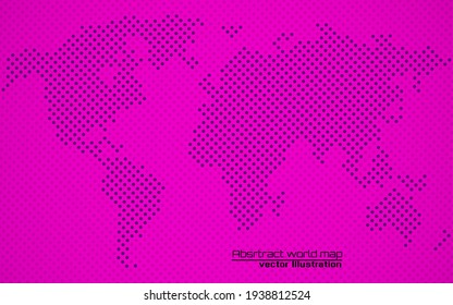 Abstract colorful world map of dots. Dotted map. Vector illustration