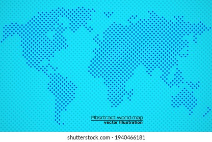Abstract colorful world map of dots. Dotted map. Vector illustration