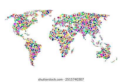 Mapa de mundo colorido simbolizando a igualdade de gênero em todo o mundo. Arte abstrata para pinturas, fundos, papéis de parede e impressões digitais