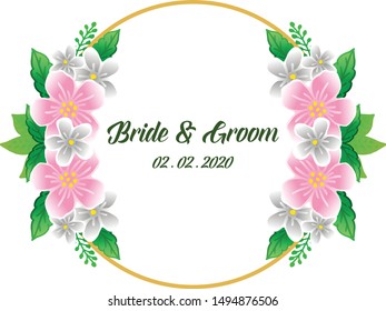 Abstract colorful wreath frame, for calligraphic lettering of bride and groom. Vector