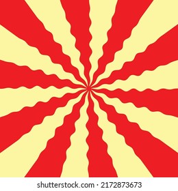 Abstract colorful wriggly ray shine from the center for background. Vector illustration.