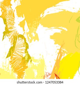 abstract colorful yellow paint brush texture background. creative colorful brush strokes for your design. vector illustration