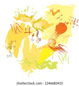 abstract colorful yellow paintbrush texture background. vector illustration