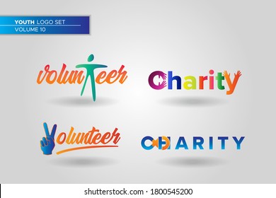 Abstract Colorful Youth Social Activities Logo Set Template for Your Company, Business, Association, Community. Volunteer and charity logotype