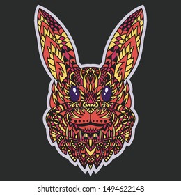 Abstract Colorful Zentangle Art Rabbit Illustration Cartoon Concept Vector. Suitable For Logo, Wallpaper, Banner, Background, Card, Book Illustration, T-Shirt Design, Sticker, Cover, etc