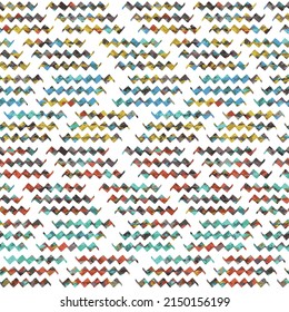 Abstract colorful zigzag geometric pattern on white background.