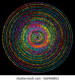 Abstract colorful zigzag radial lines background.