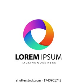 Abstract Colorfull Negative Space Shield Logo Design Template Premium Vector
