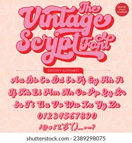 Abstrakte farbliche Gestaltung der Vintage Script Retro Font-Vorlage 
