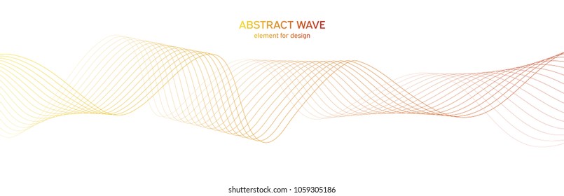 Abstract colorfull wave element for design. Digital frequency track equalizer. Stylized line art background.Vector illustration.Wave with lines created using blend tool.Curved wavy line, smooth stripe