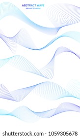 Abstract colorfull wave element for design. Digital frequency track equalizer. Stylized line art background.Vector illustration.Wave with lines created using blend tool.Curved wavy line, smooth stripe
