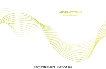 Abstract colorfull wave element for design. Digital frequency track equalizer. Stylized line art background.Vector illustration.Wave with lines created using blend tool.Curved wavy line, smooth stripe