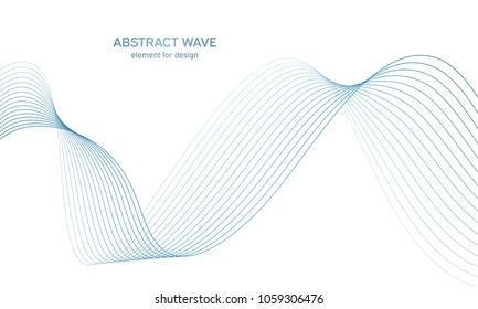 Abstract colorfull wave element for design. Digital frequency track equalizer. Stylized line art background.Vector illustration.Wave with lines created using blend tool.Curved wavy line, smooth stripe