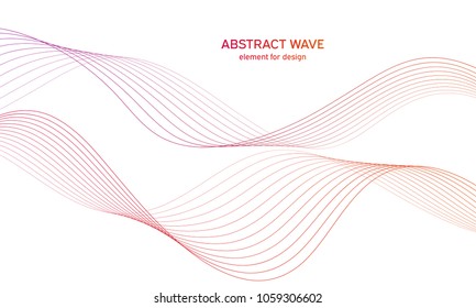 Abstract colorfull wave element for design. Digital frequency track equalizer. Stylized line art background.Vector illustration.Wave with lines created using blend tool.Curved wavy line, smooth stripe