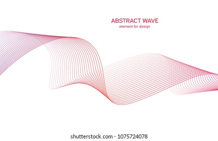 Abstract colorfull wave element for design. Digital frequency track equalizer. Stylized line art background.Vector illustration.Wave with lines created using blend tool.Curved wavy line, smooth stripe