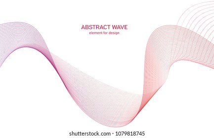 Abstract colorfull wave element for design. Digital frequency track equalizer. Stylized line art background.Vector illustration.Wave with lines created using blend tool.Curved wavy line, smooth stripe