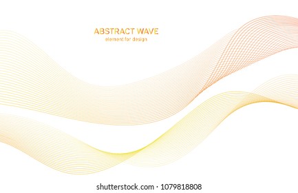 Abstract colorfull wave element for design. Digital frequency track equalizer. Stylized line art background.Vector illustration.Wave with lines created using blend tool.Curved wavy line, smooth stripe