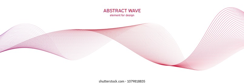 Abstract colorfull wave element for design. Digital frequency track equalizer. Stylized line art background.Vector illustration.Wave with lines created using blend tool.Curved wavy line, smooth stripe