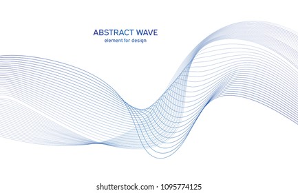 Abstract colorfull wave element for design. Digital frequency track equalizer. Stylized line art background.Vector illustration.Wave with lines created using blend tool.Curved wavy line, smooth stripe