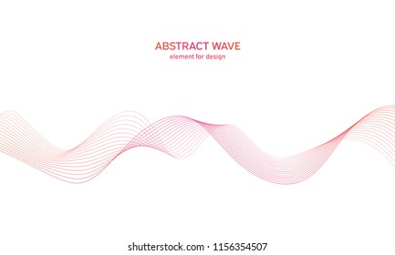 Abstract colorfull wave element for design. Digital frequency track equalizer. Stylized line art background.Vector illustration.Wave with lines created using blend tool.Curved wavy line, smooth stripe