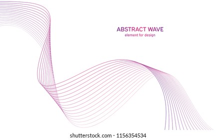 Abstract colorfull wave element for design. Digital frequency track equalizer. Stylized line art background.Vector illustration.Wave with lines created using blend tool.Curved wavy line, smooth stripe
