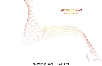 Abstract colorfull wave element for design. Digital frequency track equalizer. Stylized line art background.Vector illustration.Wave with lines created using blend tool.Curved wavy line, smooth stripe