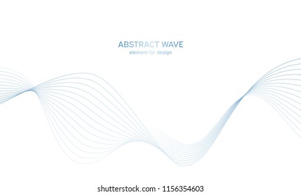 Abstract colorfull wave element for design. Digital frequency track equalizer. Stylized line art background.Vector illustration.Wave with lines created using blend tool.Curved wavy line, smooth stripe