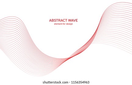 Abstract colorfull wave element for design. Digital frequency track equalizer. Stylized line art background.Vector illustration.Wave with lines created using blend tool.Curved wavy line, smooth stripe