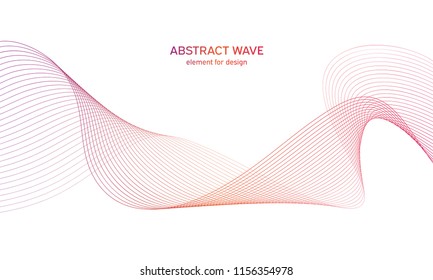 Abstract colorfull wave element for design. Digital frequency track equalizer. Stylized line art background.Vector illustration.Wave with lines created using blend tool.Curved wavy line, smooth stripe