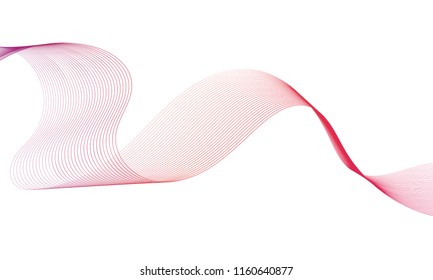 Abstract colorfull wave element for design. Digital frequency track equalizer. Stylized line art background.Vector illustration.Wave with lines created using blend tool.Curved wavy line, smooth stripe