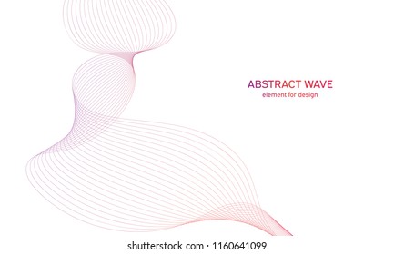 Abstract colorfull wave element for design. Digital frequency track equalizer. Stylized line art background.Vector illustration.Wave with lines created using blend tool.Curved wavy line, smooth stripe