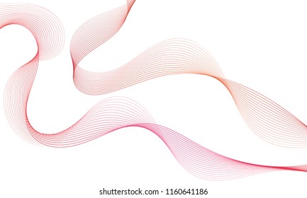 Abstract colorfull wave element for design. Digital frequency track equalizer. Stylized line art background.Vector illustration.Wave with lines created using blend tool.Curved wavy line, smooth stripe