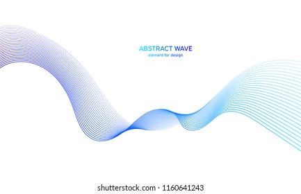 Abstract colorfull wave element for design. Digital frequency track equalizer. Stylized line art background.Vector illustration.Wave with lines created using blend tool.Curved wavy line, smooth stripe