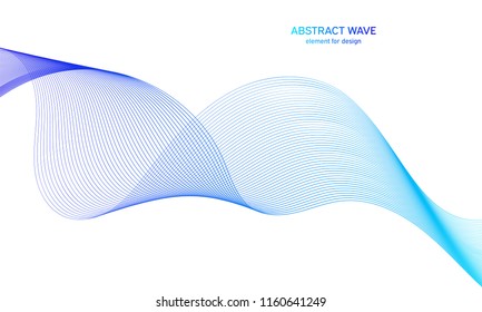Abstract colorfull wave element for design. Digital frequency track equalizer. Stylized line art background.Vector illustration.Wave with lines created using blend tool.Curved wavy line, smooth stripe