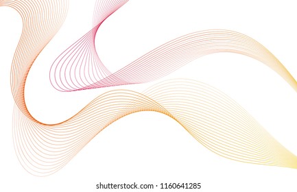 Abstract colorfull wave element for design. Digital frequency track equalizer. Stylized line art background.Vector illustration.Wave with lines created using blend tool.Curved wavy line, smooth stripe