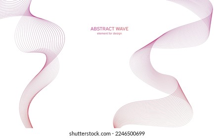 Abstract colorfull wave element for design. Digital frequency track equalizer. Stylized line art background.Vector illustration.Wave with lines created using blend tool.Curved wavy line, smooth stripe