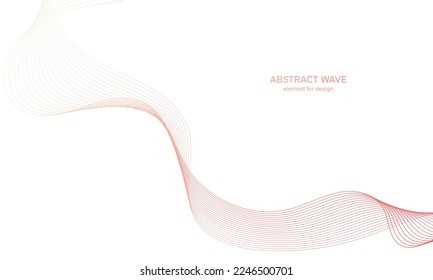 Abstract colorfull wave element for design. Digital frequency track equalizer. Stylized line art background.Vector illustration.Wave with lines created using blend tool.Curved wavy line, smooth stripe