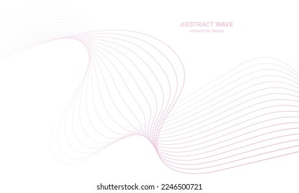 Abstract colorfull wave element for design. Digital frequency track equalizer. Stylized line art background.Vector illustration.Wave with lines created using blend tool.Curved wavy line, smooth stripe