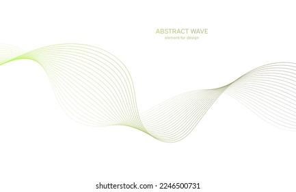 Abstract colorfull wave element for design. Digital frequency track equalizer. Stylized line art background.Vector illustration.Wave with lines created using blend tool.Curved wavy line, smooth stripe